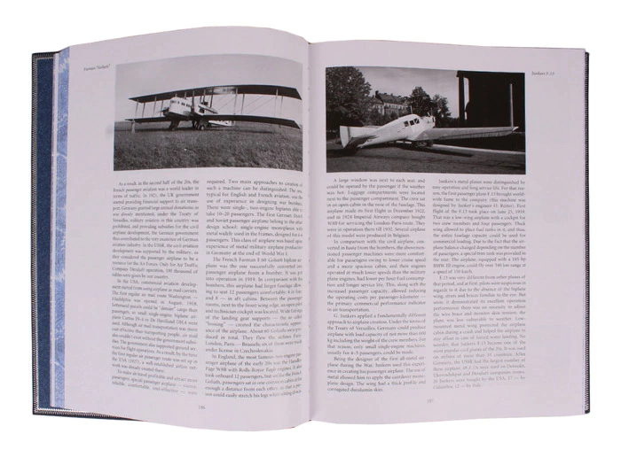 The leather-bound book "History of airplane"